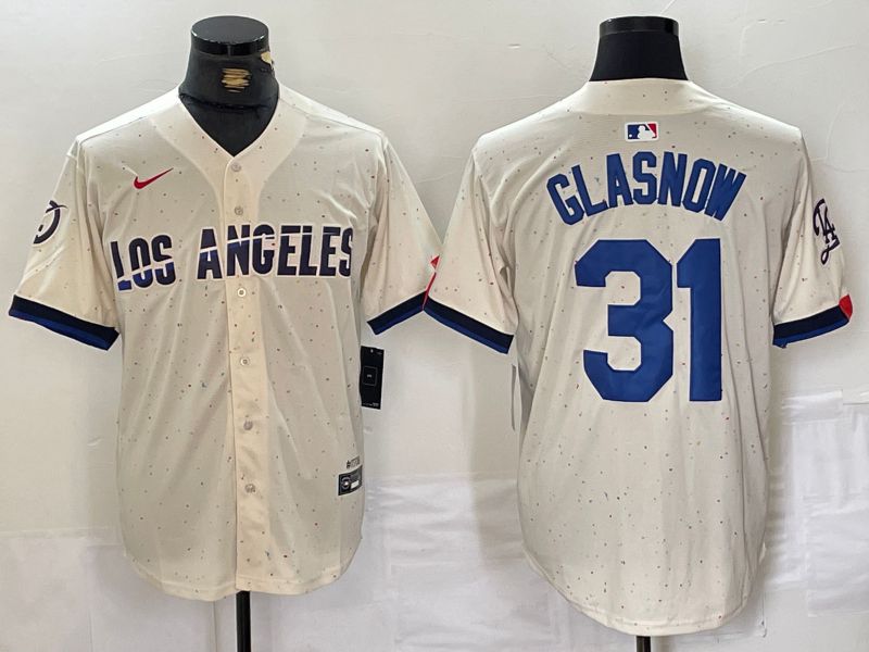 Men Los Angeles Dodgers #31 Glasnow Cream Fashion Nike Game MLB Jersey style 3->los angeles dodgers->MLB Jersey